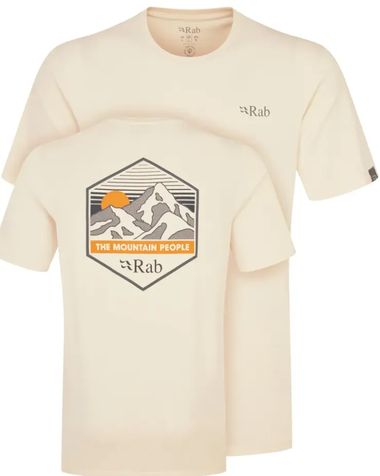 T-Shirts & Baselayers-Rab Mens Stance Mountain Peak Tee - Ecru