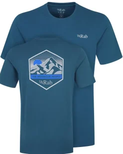 T-Shirts & Baselayers-Rab Mens Stance Mountain Peak Tee - Tempest Blue
