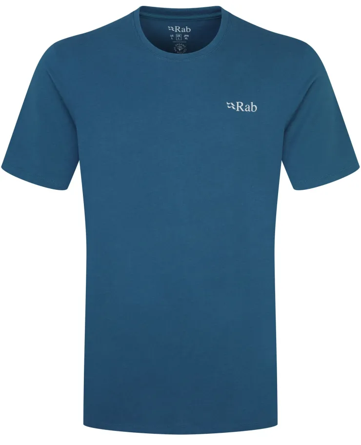 T-Shirts & Baselayers-Rab Mens Stance Mountain Peak Tee - Tempest Blue
