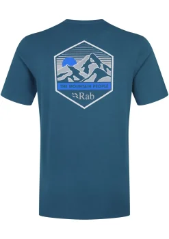 T-Shirts & Baselayers-Rab Mens Stance Mountain Peak Tee - Tempest Blue