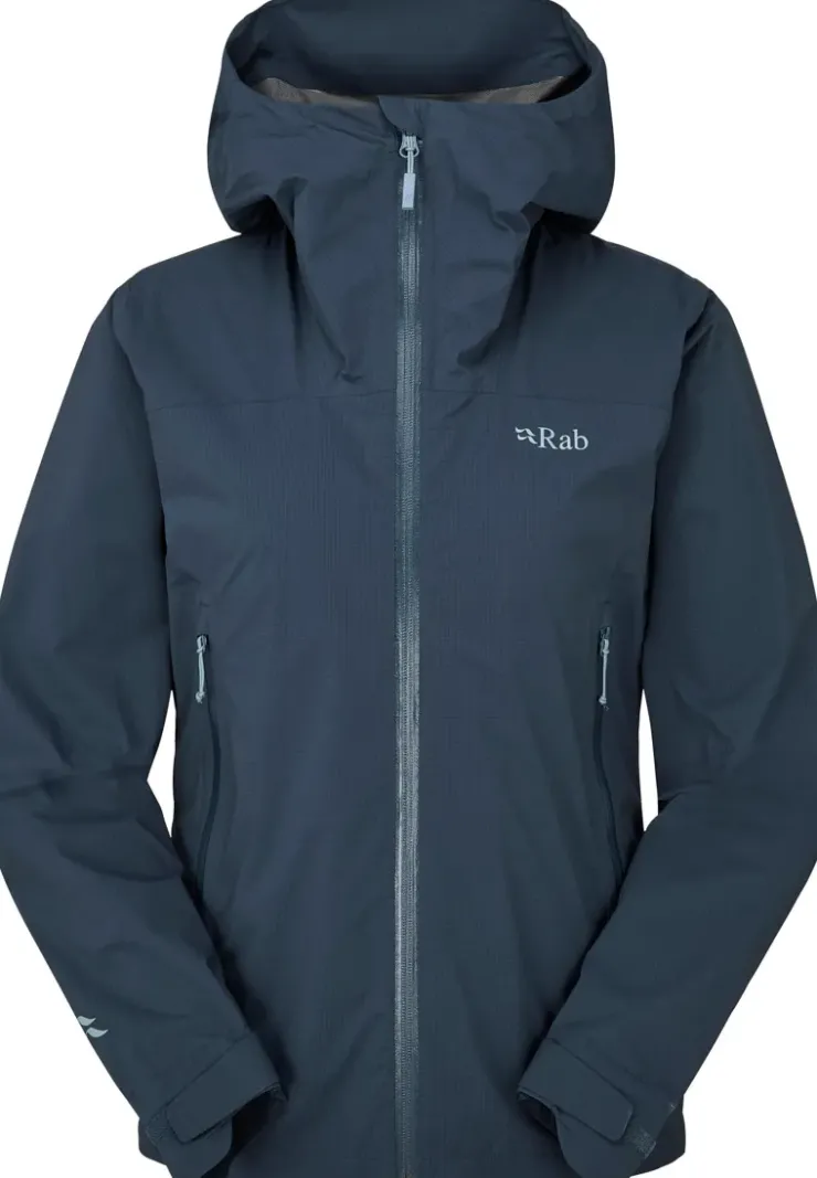 Waterproof Jackets-Rab Womens Downpour Light Jacket - Tempest Blue
