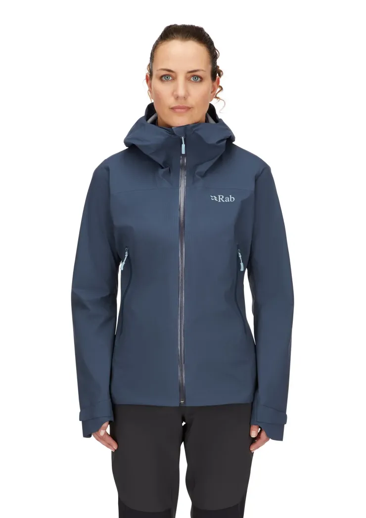 Waterproof Jackets-Rab Womens Downpour Light Jacket - Tempest Blue