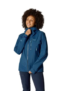 Waterproof Jackets-Rab Womens Downpour Mountain Jacket - Tempest Blue