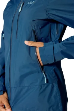 Waterproof Jackets-Rab Womens Downpour Mountain Jacket - Tempest Blue