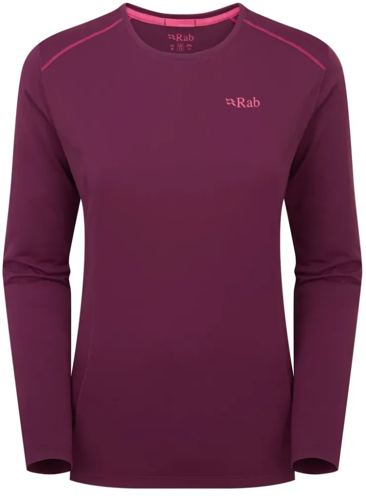 T-Shirts & Baselayers-Rab Womens Force Long Sleeved Tee - Mulberry