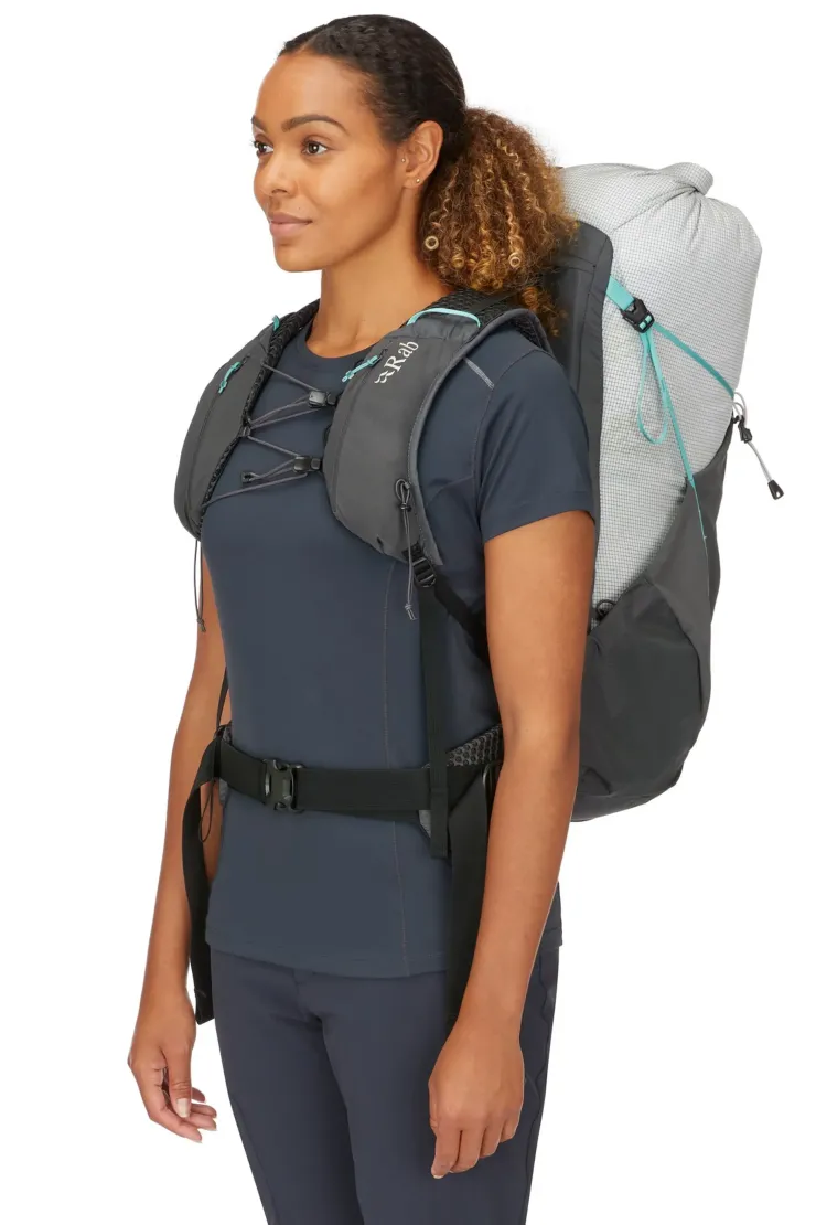 Fast & Light Rucksacks And Vests-Rab Womens Muon ND40 Rucksack - Pewter-Graphene