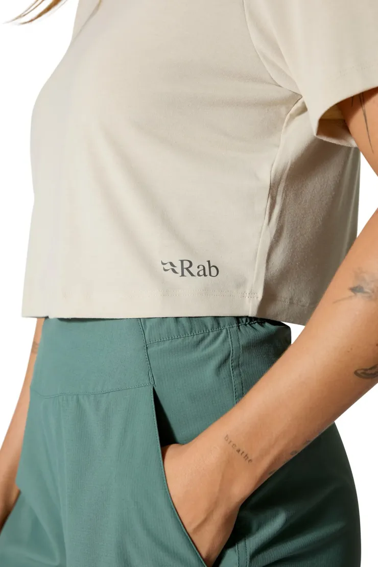 T-Shirts & Baselayers-Rab Womens Rivelin Crop Tee - Pebble