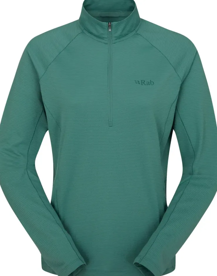 T-Shirts & Baselayers-Rab Womens Sonic Long Sleeved Zip-T - Eucalyptus