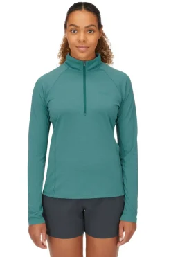 T-Shirts & Baselayers-Rab Womens Sonic Long Sleeved Zip-T - Eucalyptus