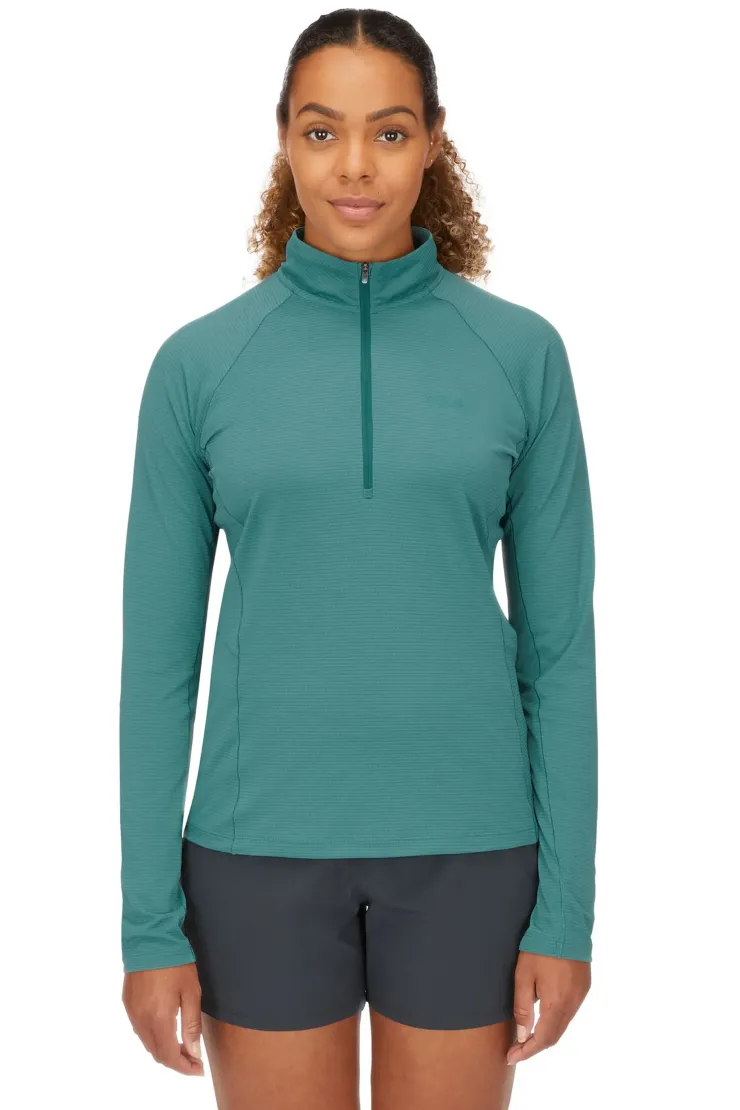 T-Shirts & Baselayers-Rab Womens Sonic Long Sleeved Zip-T - Eucalyptus