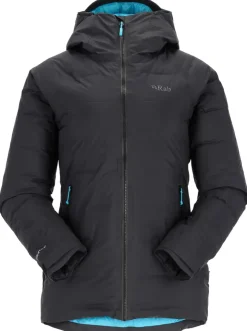 Insulated Jackets-Rab Womens Valiance Jacket - Black - Aquamarine