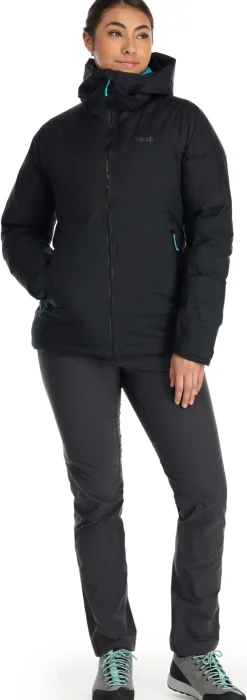 Insulated Jackets-Rab Womens Valiance Jacket - Black - Aquamarine