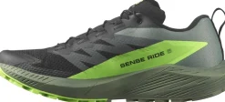 Hiking Shoes & Boots|Running Shoes-Salomon Mens Sense Ride 5 Shoes - Black-Laurel Wreath-Green Gecko