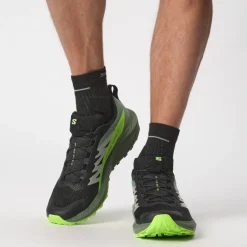 Hiking Shoes & Boots|Running Shoes-Salomon Mens Sense Ride 5 Shoes - Black-Laurel Wreath-Green Gecko