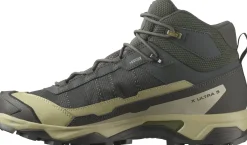 Hiking Shoes & Boots|Mid Height Boots-Salomon Mens X Ultra 5 Mid GTX Shoe - Peat-Gray Green-Blue Nights