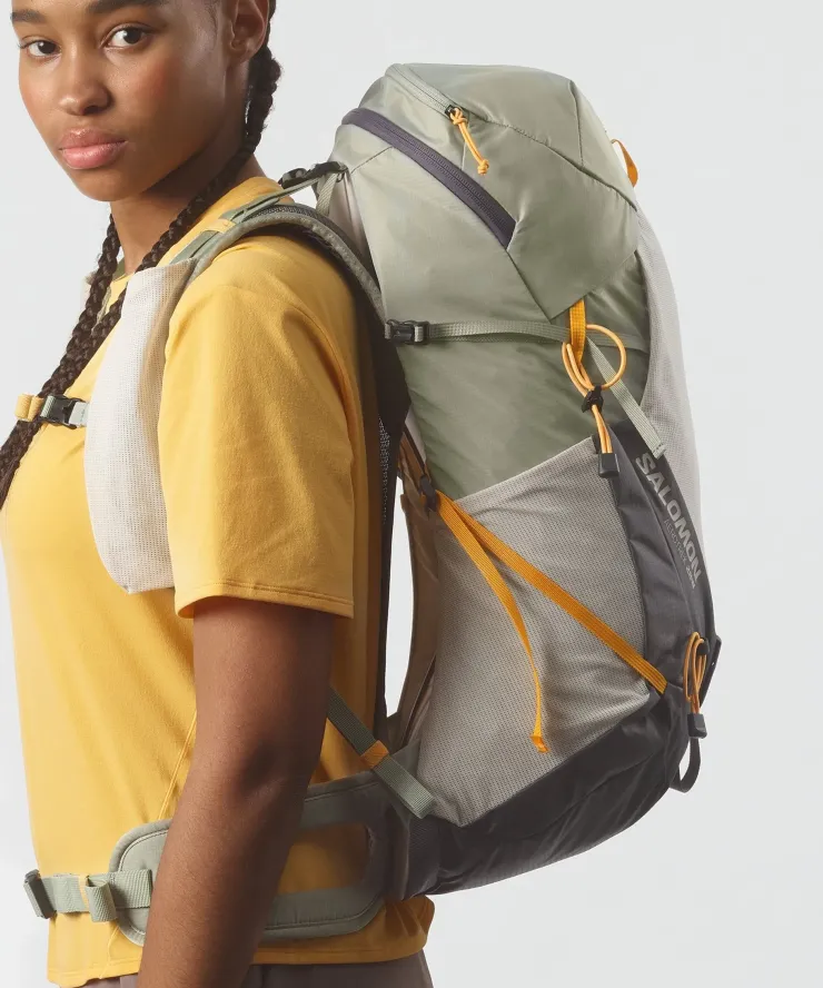 Day Packs-Salomon Womens Aerotrek 28 Rucksack - Seagrass-Silver Cloud-Nine Iron