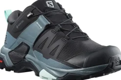 Walking Shoes-Salomon Womens X Ultra 4 GTX Hiking Shoes - Black-Stormy Weather-Opal Blue