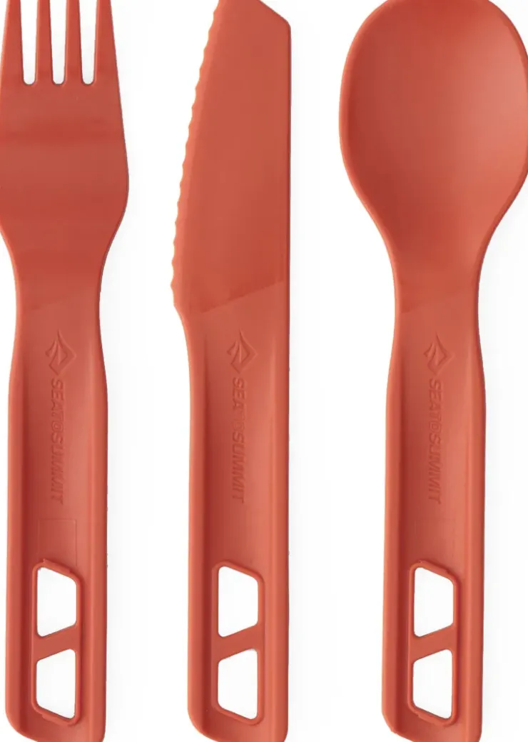 Plates, Bowls, Cups & Utensils-Sea To Summit Passage Cutlery Set - 3 Piece - Spicy Orange