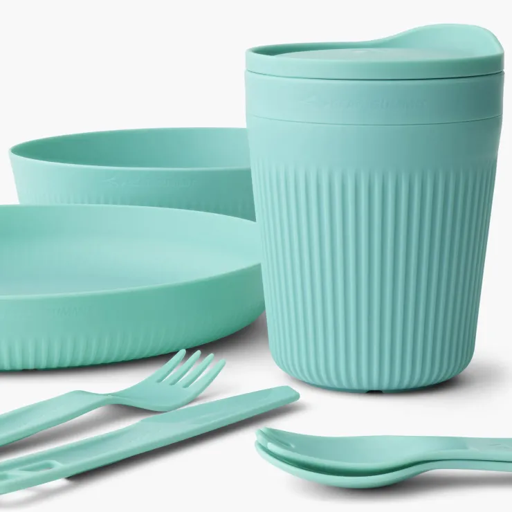 Plates, Bowls, Cups & Utensils-Sea To Summit Passage Dinnerware Set - 1P - 7 Piece - Aqua Sea