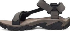 Hiking Shoes & Boots|Sandals-Teva Mens Terra Fi 5 Universal Leather Sandals - Dark Gull Grey