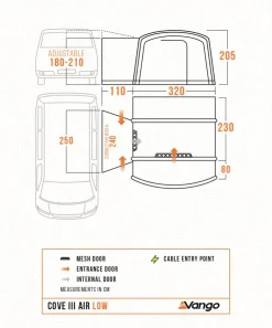 Driveaway Van Awnings-Vango Cove III Air Low DriveAway Awning