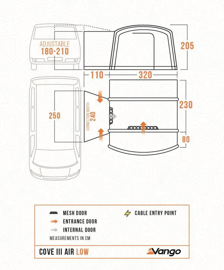 Driveaway Van Awnings-Vango Cove III Air Low DriveAway Awning