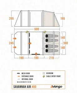 Family & Leisure Tents|Inflatable Tents-Vango Savannah Air 400 Tent Package