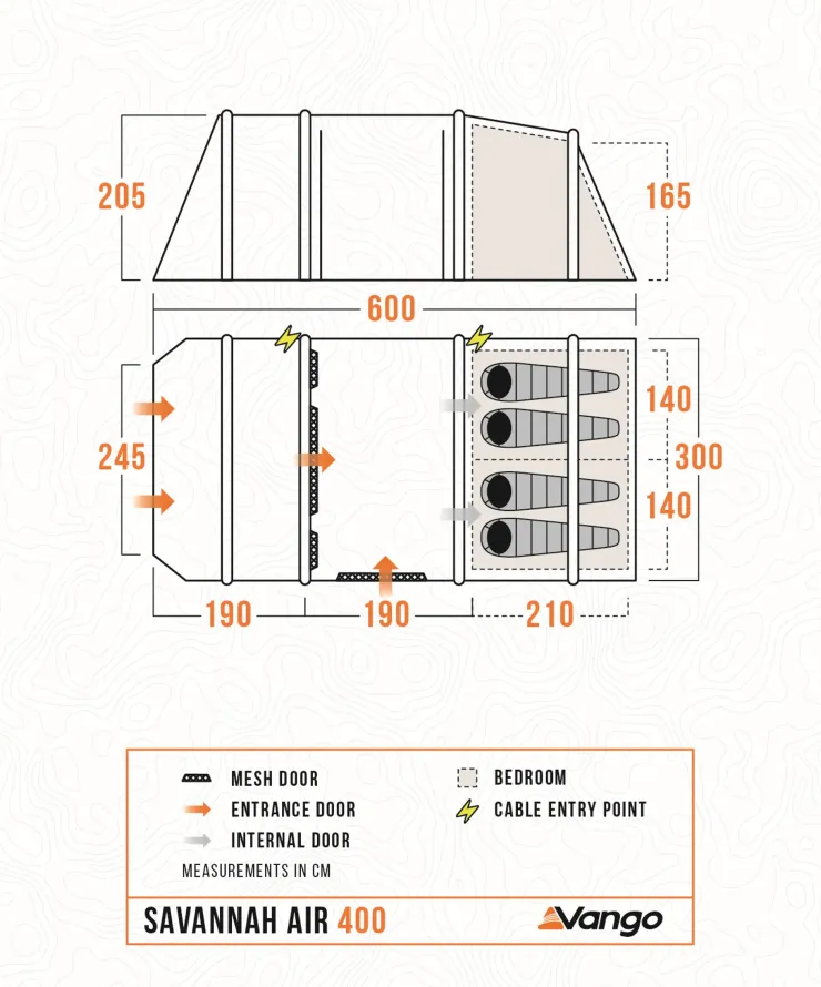 Family & Leisure Tents|Inflatable Tents-Vango Savannah Air 400 Tent Package