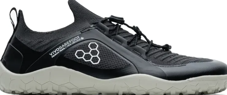 Running Shoes-Vivobarefoot Mens Primus Trail Knit FG Shoes - Obsidian-Sandstone