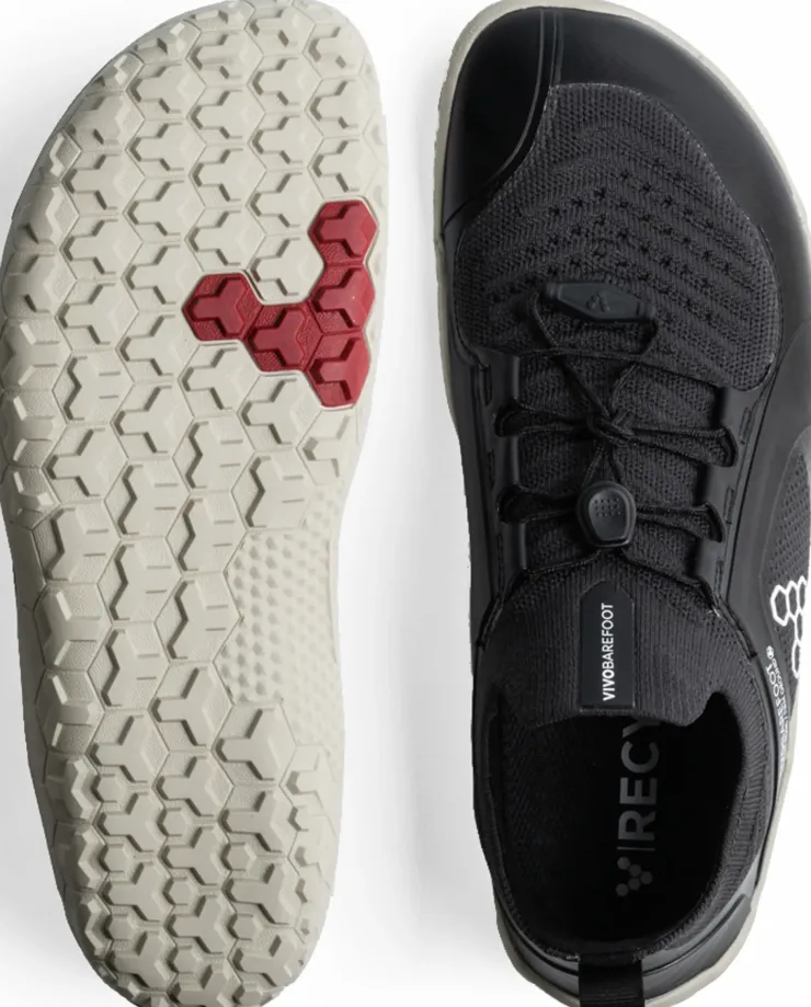 Running Shoes-Vivobarefoot Mens Primus Trail Knit FG Shoes - Obsidian-Sandstone