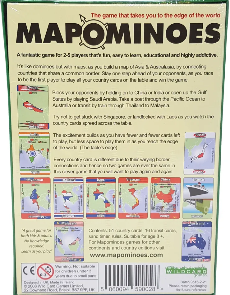 Games|Travel Accessories-Wildcard Games Mapominoes - The Ultimate Geography Game - Asia