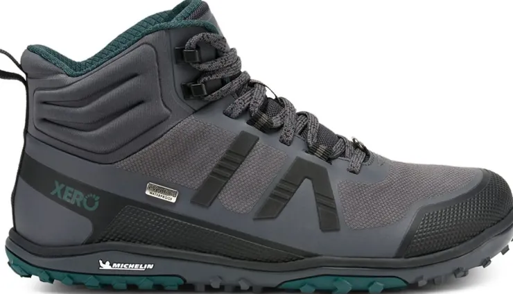 Hiking Shoes & Boots|Mid Height Boots-Xero Shoes Womens Scrambler Mid II WP Boot - Asphalt-Sea Moss